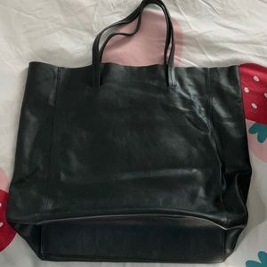 Black leather babaton tote bag